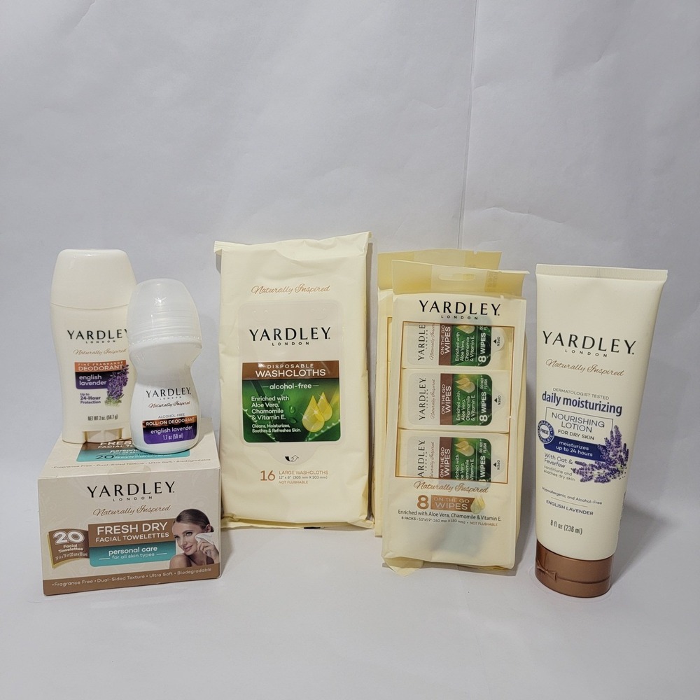 Yardley London English Lavender Skincare Bundle Lotion Deodorant Wipes 7pc Set